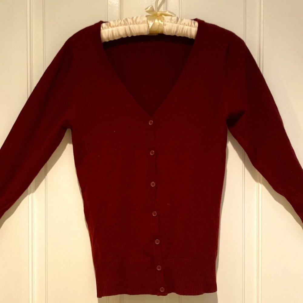 MAK Burgundy Button-up Cardigan